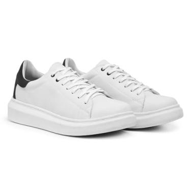 Imagem de Tênis Masculino Casual Sapatênis Idealle Style Sneaker Monocromático Moderno Confortável e Leve Solado Caixa Alta Ideal para Uso Diário Trabalho e Eventos (Branco, BR, Adulto, Numérico, 43)