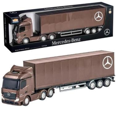 Imagem de Caminhão Baú Mercedes Crianças Rodas Livres Porta Baú Colecionável Bri