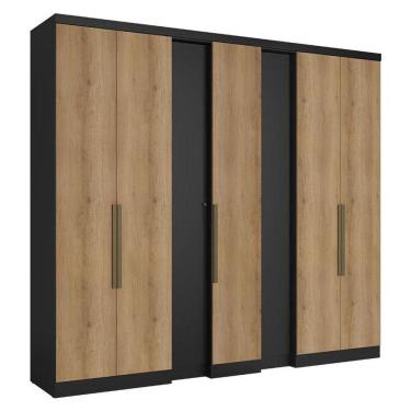 Imagem de Guarda Roupa Casal Selecto 7 Portas Preto Capuccino Acetinado - Thb