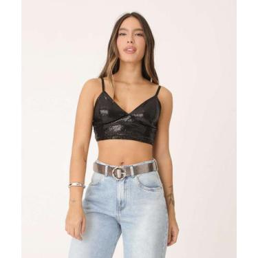 Imagem de Sutiã Bra Top Com Bojo Paetês-89142 - AMBIENTE INTIMO, 40, Preto