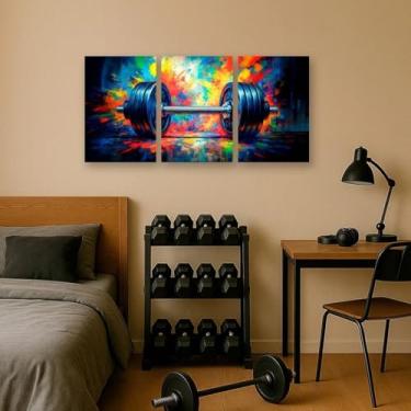 Imagem de Kit 3 Quadros Mosaico Fitness Motivacional | Arte Academia Musculação para Parede | Conjunto Decorativo para Gym Sala de Treino | Impressão MDF Durável | Estilo Moderno e Inspirado (60x40)