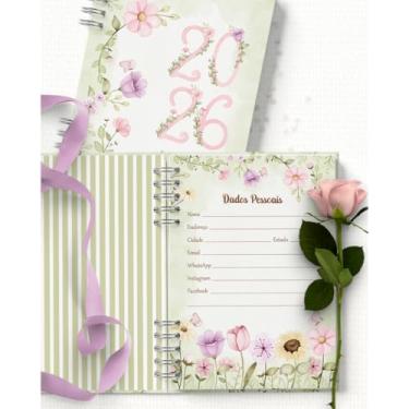 Imagem de Agenda 2026 DATADA, personalizada COM O NOME DO COMPRADOR, folhas decoradas, A5, 2 dias por página(folhas decoradas,Floral)