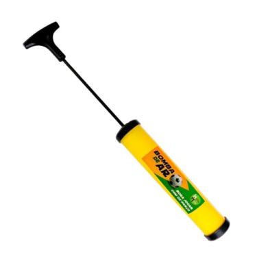 Imagem de Bomba de Ar Manual para Bolas, Amarelo, com Agulha de Inflação e Alça em T