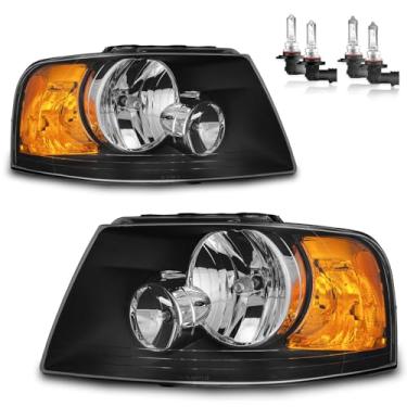 Imagem de Vizotae Conjunto de faróis para substituição de farol de halogênio Ford Expedition 2003-2006, farol alto/baixo com lâmpadas, lado do motorista e do passageiro