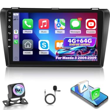 Imagem de [4 + 64 G] Rádio automotivo NHOPEEW para Mazda 3 2004-2009 com carplay sem fio e Android Auto - tela sensível ao toque de 9 polegadas Android estéreo para carro - EQ áudio/navegação GPS/WiFi/SWC