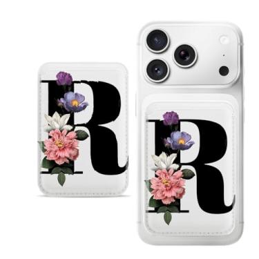 Imagem de Carteira magnética R-letter para iPhone, capa fina de couro PU, capa para cartão, capa traseira para cartão, acessório de telefone fofo