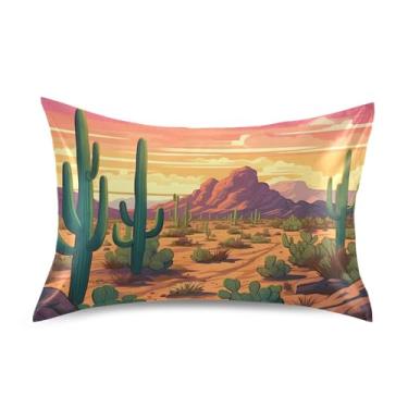 Imagem de Wassud Capa de almofada respirável de cacto e arbustos de cetim e seda para cuidados com o cabelo, amigo da pele, tamanho king size, respirável, com fecho de envelope, resistente a rugas