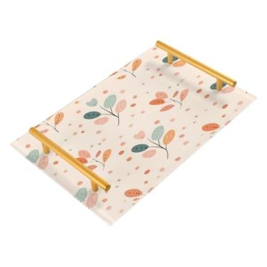 Imagem de Wassud Bandeja de banheiro com folhas em forma de coração, bandejas de perfume de acrílico, para maquiagem, cômoda, quarto, cozinha, mesa, 30 x 20 cm