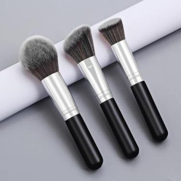 Imagem de Pincéis de maquiagem, 3 peças, conjunto de pincéis de maquiagem profissionais premium sintéticos para viagem para mulheres (rosa prata)