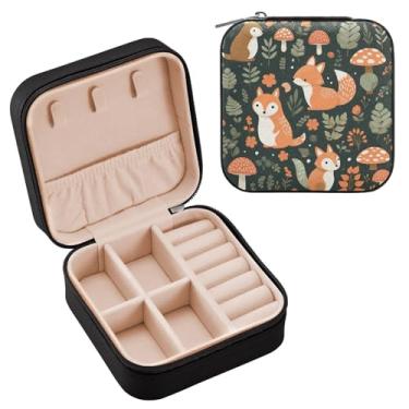 Imagem de YETTASBIN Linda caixa de joias de raposa para adolescentes, meninas, mulheres, presente de aniversário, Natal, caixa de armazenamento portátil de couro PU, mini estojo de joias de viagem para colar