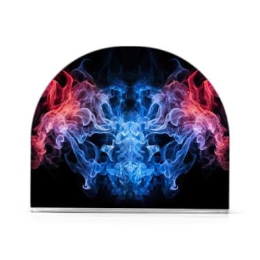 Imagem de Wassud Porta-guardanapos de acrílico padrão de fumaça azul e branco, dispensador de guardanapos de papel moderno em forma de U para mesa, cozinha, sala de jantar, bancada 1 peça (comporta 50-60