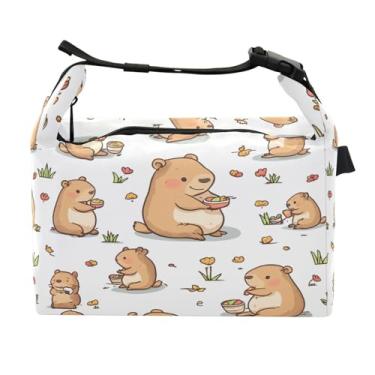 Imagem de STAYTOP Lancheira fofa de capivara com alça de fivela, lancheira isolada para meninos e meninas, lancheira térmica para trabalho escolar