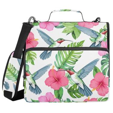 Imagem de xigua Fichário colorido com zíper para beija-flores com alça de ombro e alça para transporte fácil, fichário de 3 anéis de 3 cm para escola, painel de expansão e arquivo expansível