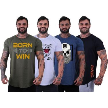 Imagem de Kit 4 Camiseta Longline Masculina MXD Conceito Básico Sport Fitness Silk Screen-Masculino