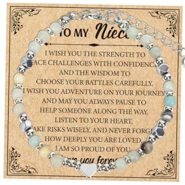 Imagem de Wxiben Presentes de sobrinha da tia tio – Presentes exclusivos para sobrinhas, presente de incentivo de aniversário de Natal, Dia das Mães, para sobrinhas da tia tio, pulseira de contas naturais para