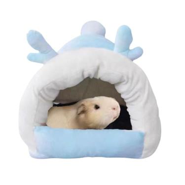 Imagem de Cama esconderijo de porquinho-da-índia – casa de porquinho da índia com fundo removível para coelhos, chinchilas, furões, animais de estimação pequenos – pelúcia grossa, caverna quente e aconchegante