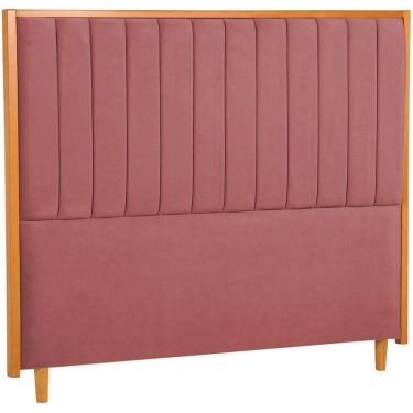 Imagem de Cabeceira Estofada Casal Imperial Veludo Rosa 140 Cm