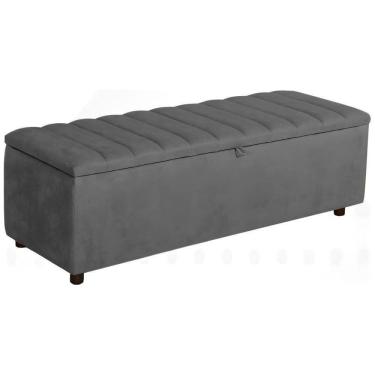 Imagem de Baú Recamier Paris Veludo Chumbo 160 Cm