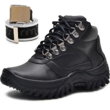 Imagem de Kit Coturno Adventure Cano Médio Acolchoado Infantil Solado Borracha e Cinto-Masculino