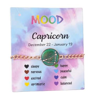 Imagem de COLORFUL BLING Pulseiras do zodíaco para mulheres e homens, 12 constelações, signo que muda de cor, pulseira com pingente de emoção e sensação de temperatura, joia de horóscopo, presente de