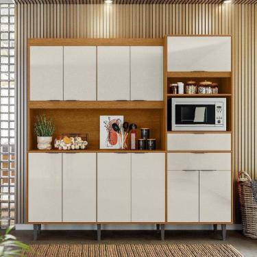 Imagem de Armário De Cozinha Bahamas 11 Portas 2 Gavetas Jequitibá/areia - Lukaliam