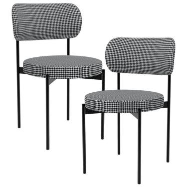 Imagem de Kit 02 Cadeiras Estofadas Para Sala De Jantar Louvre L02 Pied Poule - Lyam Decor