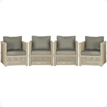 Imagem de 4 Poltronas Madri Alumínio Corda Náutica Estofado 8 Trama Rami