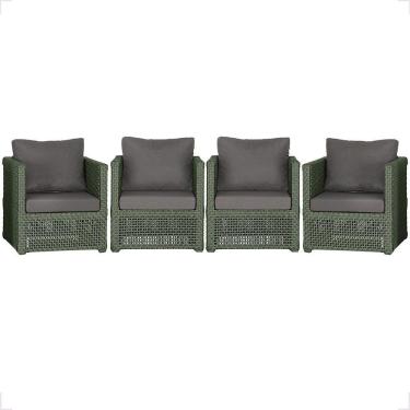 Imagem de 4 Poltronas Madri Alumínio Corda Náutica Estofado 11 Trama Verde