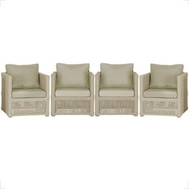 Imagem de 4 Poltronas Madri Alumínio Corda Náutica Estofado 7 Trama Rami