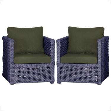 Imagem de 2 Poltronas Madri Alumínio Corda Náutica Estofado 13 Trama Azul