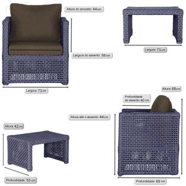 Imagem de Mesa E 1 Poltrona Madri Corda Náutica Estofado 9 Trama Azul