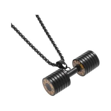 Imagem de Colar De Pingente De Halteres De Aço Titânio Unissex Punk Fitness Joia