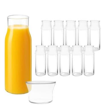 Imagem de Kit 10 Jarra Decanter Moringa 400ml Com Copo 110ml Água Suco Transpare