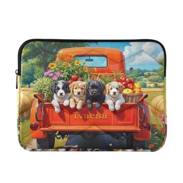 Imagem de Capa acolchoada para laptop, caminhão, vermelho, à prova de choque, capa protetora para notebook de 15,6 polegadas