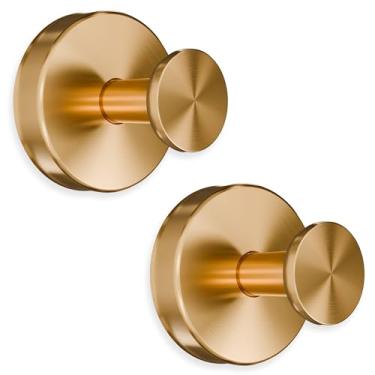 Imagem de Ganchos de chuveiro dourados - 2 peças de ganchos de ventosa dourados à prova de ferrugem de montagem rápida para chuveiro, cozinha, porta de vidro, espelho, azulejo - Gancho de toalha de sucção