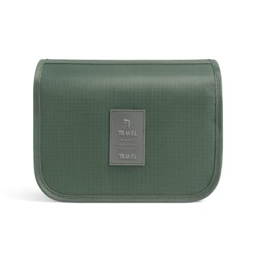 Imagem de Necessaire de Viagem com Cabide e Divisórias – Bolsa Organizadora de Maquiagem e Cosméticos Feminina e Unissex | Grande Espaço para Shampoo, Perfumes e Itens de Higiene Pessoal (Verde escuro)