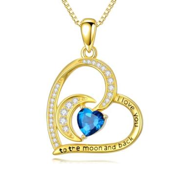 Imagem de WYDDO Colares de coração para mulheres, mãe, esposa, banhado a ouro 14 quilates, pedra do mês de nascimento, Natal, Dia dos Namorados, presentes para sua esposa, filha, mãe, One Size, Base, Pedra do