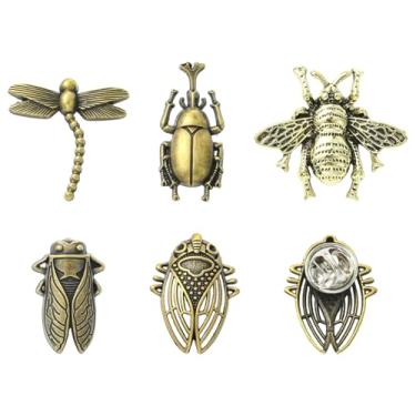 Imagem de Ornazy 10 peças de alfinetes decorativos de bronze antigo com tema de inseto fofo besouro em forma de libélula para fazer joias, acessórios de roupas