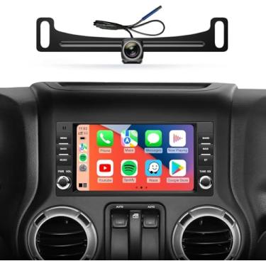 Imagem de Rádio de carro estéreo de 7 polegadas para Jeep Dual Knob sem fio CarPlay/com fio Android Auto/1280 * 480 QLED Touchscreen/2+64G com Bluetooth AM/FM