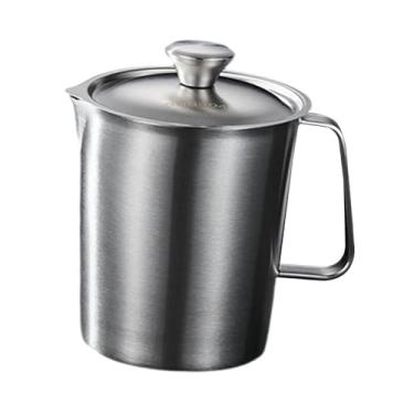 Imagem de FytStycale Copo medidor de aço inoxidável com alça, jarra de grande capacidade para espuma, ideal para chá, expresso, confeitaria e latte art, 1000ml