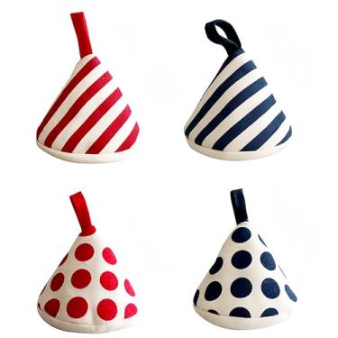 Imagem de Pacote com 4 capas de cabo de algodão triangulares com isolamento térmico | Punho de ferro fundido/tampa de forno holandês, suportes de panela quentes reutilizáveis para frigideiras, fornos holandeses