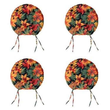 Imagem de Almofadas Futon Redonda Estampada Assento Para Cadeira - Tamanho 40x40 cm almofada para cadeira para Cadeira Banco e Sofá Assento Decorativo Confortável(COLOR 8)
