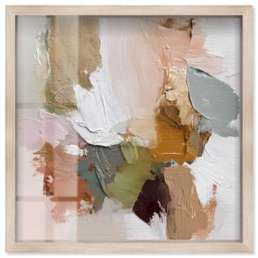 Imagem de Swirl of Joy II Shadowbox Print Taupe Boho Wall Art por Art Remedy, moldura loira, 43 x 43 cm