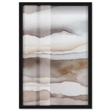 Imagem de Earthy Tones Shadowbox Print Boho Gold Wall Art por Art Remedy, moldura preta, 28 x 40 cm