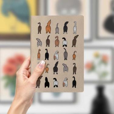 Imagem de Caderno de couro de gato, caderno A5 para anotações de escritório, agenda de 21 x 14,7 cm, agenda de viagem, presente para amantes de gatos, 26 anos