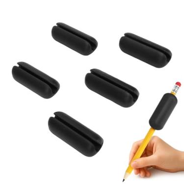 Imagem de ZJchao Pesos de Lápis, Auxílio de Escrita à Mão Antiderrapante de Silicone Macio de 1 Onça Com Abertura Triangular para Canetas, Pincéis de Lápis, Controle de Escrita e Habilidades (BLACK)