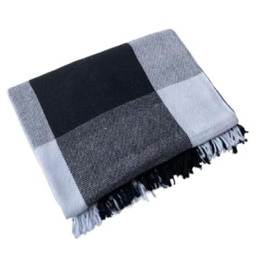 Imagem de Manta para Sofá Decorativa 2,10x1,20m em Algodão – Protetora para Sala 2 ou 3 Lugares(Preto C/Branco)