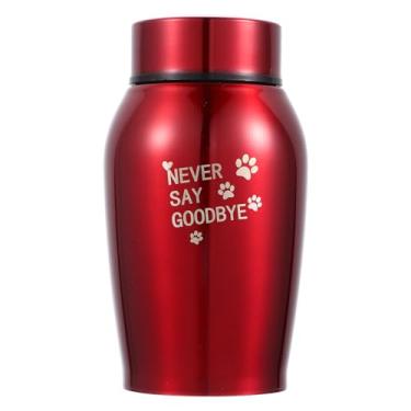 Imagem de Zerodeko Urna para Animais de Estimação Em Aço Inoxidável, Urna para Cães de 5,2 Polegadas para Cinzas, Caixa Memorial para Cinzas de Cremação de Gatos, Recipiente para Guardar Lembranças, Vermelha.
