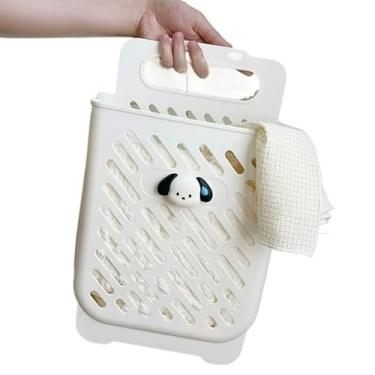 Imagem de Cesto Organizador Roupas Sujo tamanho G Multiuso Grande COM GANCHOS Dobrável De Parede Plástico Cesta(35.5x24.5x49.5CM)