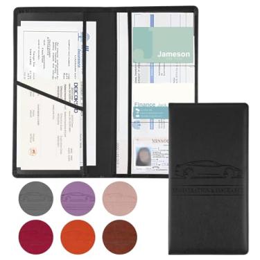 Imagem de JUSTTOP 1 pacote com suporte para registro de carro e seguro, porta-documentos de carro para cartões com fecho magnético, porta-luvas de veículo, organizador de carro para documentos, cartões